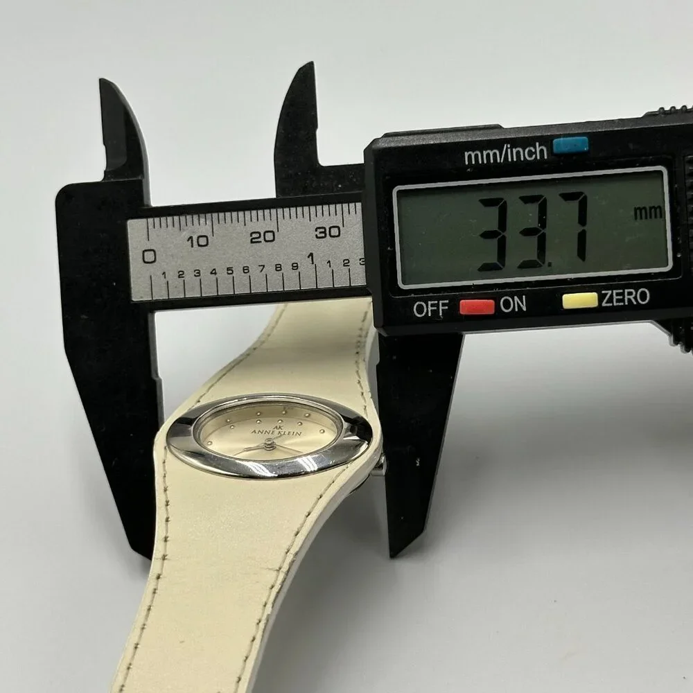 3/$30 Anne Klein Watch Women Silver Tone Cream Leather Band New Battery 8.5